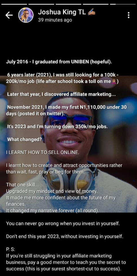 Testimony of an affiliate marketer